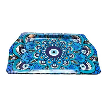 Wholesale Evil Eye Themed Mini Metal Tray (25*16 Cm) - 12