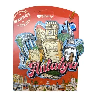 Toptan Antalya Temalı Uv Baskılı Kartonetli Ahşap Magnet - 16