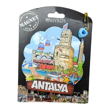 Toptan Antalya Temalı Uv Baskılı Kartonetli Ahşap Magnet - 23