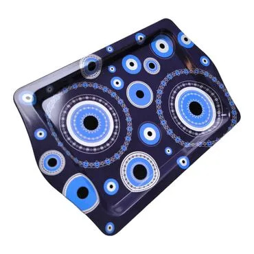 Wholesale Evil Eye Themed Mini Metal Tray (25*16 Cm) - 10