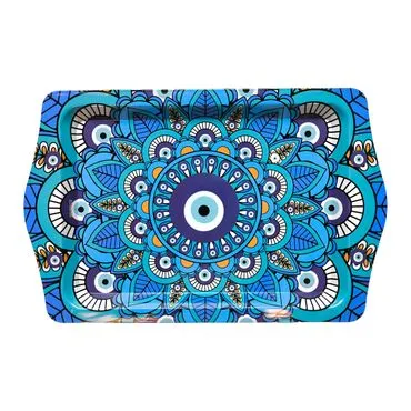 Wholesale Evil Eye Themed Mini Metal Tray (25*16 Cm) - 5