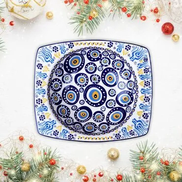 Toptan Nazar Özel Kabartma Kare Tabak 267 Mm  - 3