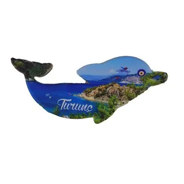Wholesale Turunç Themed Myros UV Dolphin Shaped Refrigerator Magnet 110*50 mm
