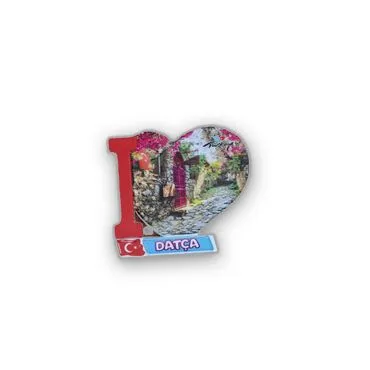 Wholesale Datça Themed Myros UV Heart Shaped Refrigerator Magnet 86*62 mm