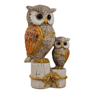 Wholesale Polyester Log Themed Owl Pair 18 cm