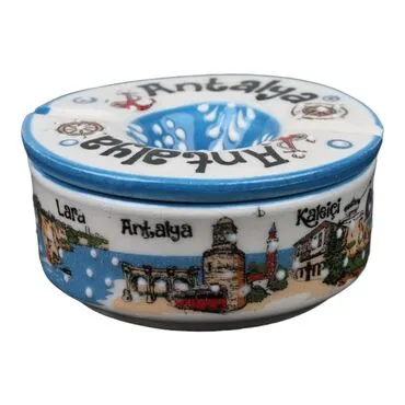 Wholesale Antalya Themed Traditional Large Flip Top Ashtray 115*55 mm - Standart - 2