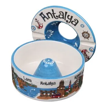 Wholesale Antalya Themed Traditional Large Flip Top Ashtray 115*55 mm - Standart - 5