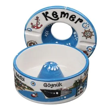 Wholesale Kemer Themed Traditional Lidded Large Ashtray 115*55 mm - Standart - 3