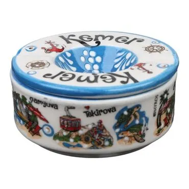 Wholesale Kemer Themed Traditional Lidded Large Ashtray 115*55 mm - Standart - 4