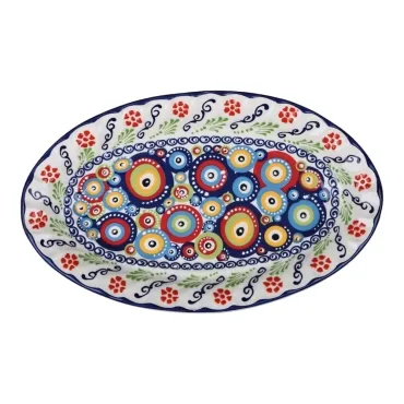 Toptan Nazar Temalı Oval Kayik Tabak 30x18x4 Cm 