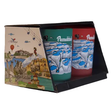 Wholesale Pamukkale Themed Glass Mug Set of 2 - 2
