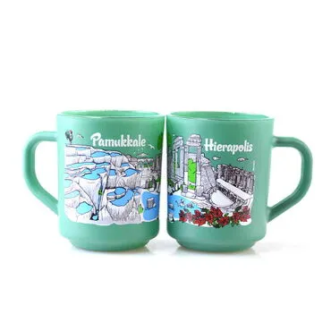 Wholesale Pamukkale Themed Glass Mug Set of 2 - 9
