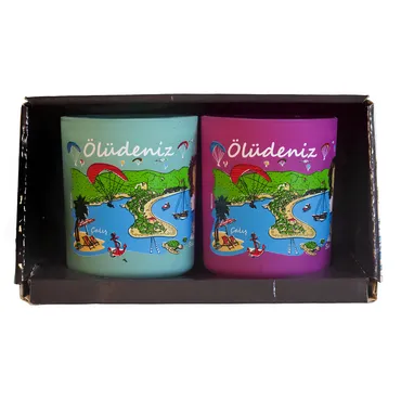 Wholesale Fethiye Themed Glass Mug Set of 2 - 4