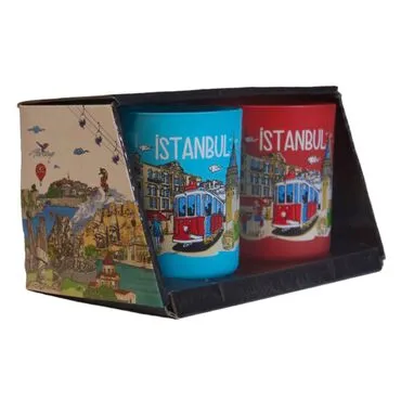 Istanbul Themed Dual Glass Mug Set - 2