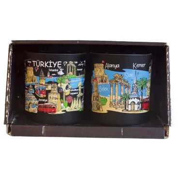 Wholesale Antalya Themed Glass Mug Set of 2 - 01 - 3