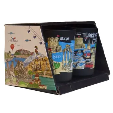 Wholesale Antalya Themed Glass Mug Set of 2 - 01 - 4