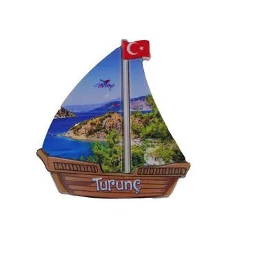 Wholesale Turunç Themed Myros UV Sailboat Shaped Refrigerator Magnet 77*80 mm