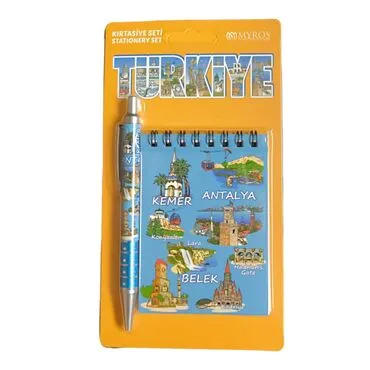 Wholesale Antalya Themed Notebook and Push Button Pen Set