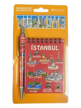 Toptan İstanbul Temalı Not Defteri̇ Ve Basmali Tükenmez Kalem Set