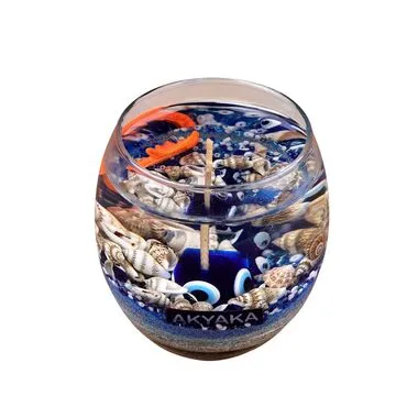 Wholesale Akyaka Themed Myros Glass Dome Transparent Candle - Standart - 2