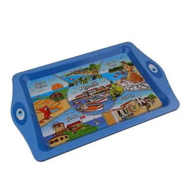 Toptan Ayvalık Bölgesi Temalı Mi̇ni̇ Metal Tepsi̇ (25*16 Cm) - 4