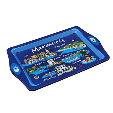 Toptan Marmaris Temalı Mi̇ni̇ Metal Tepsi̇ (25*16 Cm) - Standart - 2