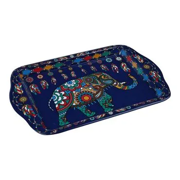 Wholesale Elephant Themed Mini Metal Tray Double Sided Print 25x16 cm - Standart - 2