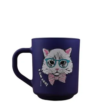 Wholesale Cat Themed Myros Painted Glass Cylinder Mug