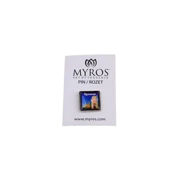 Wholesale Marmaris Themed Myros Square Badge 18x18 mm