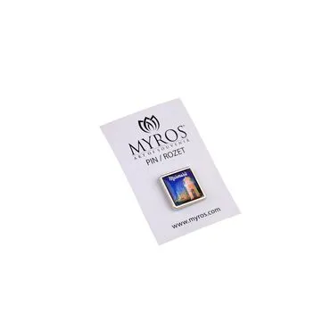 Wholesale Marmaris Themed Myros Square Badge 18x18 mm - 6