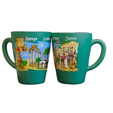 Wholesale Antalya Themed Oval Glass Mug 27 Cl