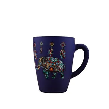 Wholesale Elephant Themed Oval Glass Mug 27 Cl - 2