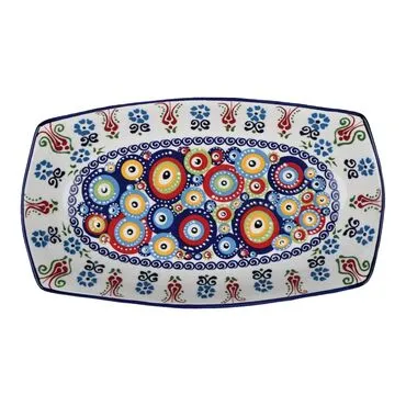 Wholesale Nazar Themed Special Deep Ceramic Boat Plate 29x18x4 cm - 3