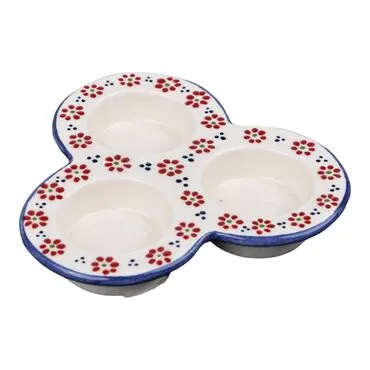 Wholesale Ceramic Triple Candle Holder Daisy Themed - 5