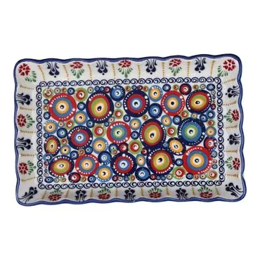 Toptan Özel Kabartma Nazar Di̇kdörtgen Sunum Tabak 275 X 175 X 35 Mm 