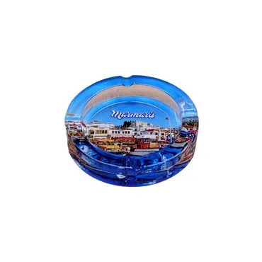 Toptan Marmaris Temalı Myros Yuvarlak Cam Küllük - 10
