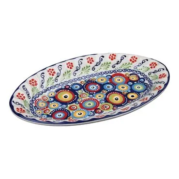 Wholesale Nazar Themed Oval Boat Plate 30x18x4 cm - 5