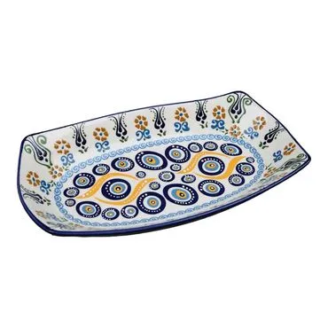 Wholesale Nazar Themed Special Deep Ceramic Boat Plate 29x18x4 cm