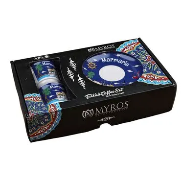 Wholesale Marmaris Themed Printed Porcelain 2 Piece Coffee Set - 6