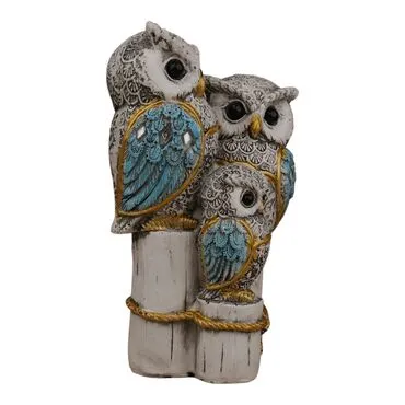 Wholesale Polyester Log Display with 3 Owls 15 cm - 2