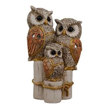 Wholesale Polyester Log Display with 3 Owls 15 cm - 4