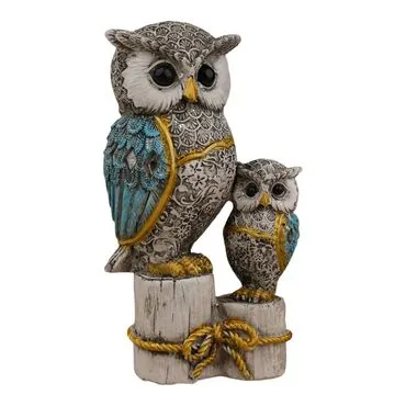 Wholesale Polyester Log Themed Owl Pair 18 cm - 2