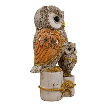 Wholesale Polyester Log Themed Owl Pair 18 cm - 6