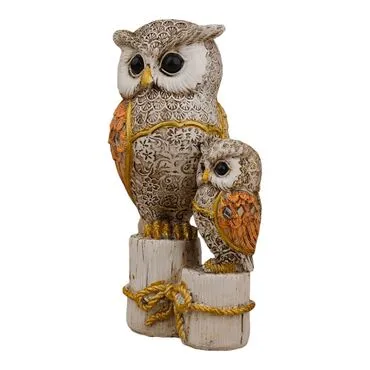 Wholesale Polyester Log Themed Owl Pair 18 cm - 8