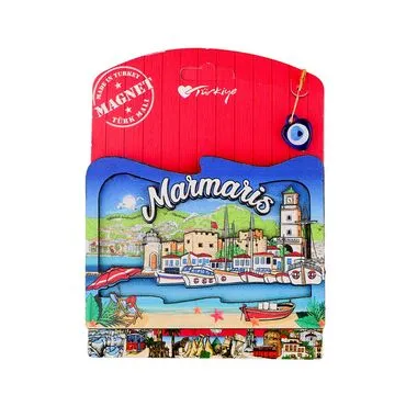 Toptan Marmaris Temalı Myros Kartonetli̇ Uv Ahşap Magnet - 14
