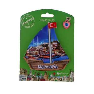 Toptan Marmaris Temalı Myros Kartonetli̇ Uv Ahşap Magnet - 31