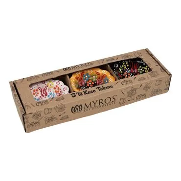 Toptan Myros Özel Kabartma 3'lü Kase 8 Cm - 01 - 1