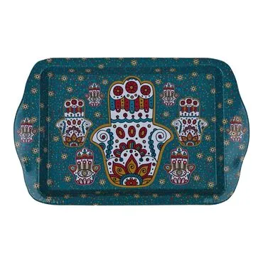 Toptan Fatımanın Eli Temalı Mi̇ni̇ Metal Tepsi̇ (25*16 Cm) Çi̇ft Yön Baskili - 03 - 5