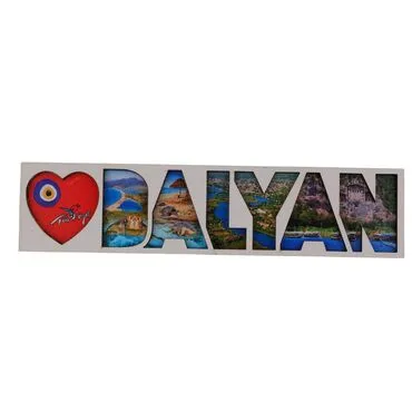 Wholesale Dalyan Themed Myros Text Wooden Refrigerator Magnet