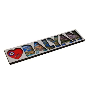 Wholesale Dalyan Themed Myros Text Wooden Refrigerator Magnet - 2